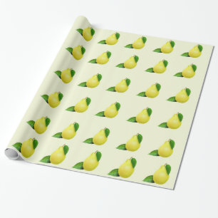 Cadeau Citrons sur papier d'enveloppement jaune