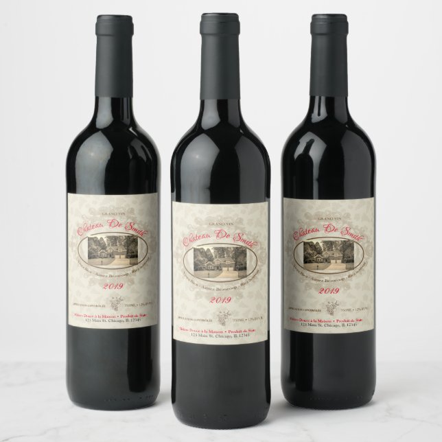 Cadeau client - Étiquette de vin personnalisé avec (Bouteilles)