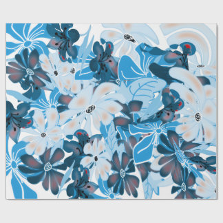 Cadeau Conception de papier d'emballage floral bleu Cool