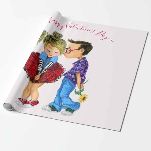 Cadeau Couple Love Valentine's Day Papier à envelopper ca (Déroulé)