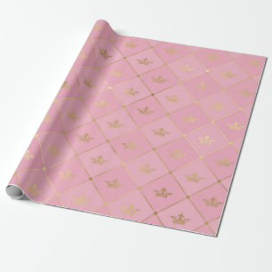 Cadeau Couronne en papier d'aluminium rose et or motif Pa