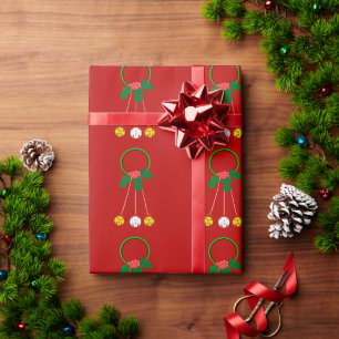 Cadeau Couronne verte avec Holly sur papier d'enveloppeme