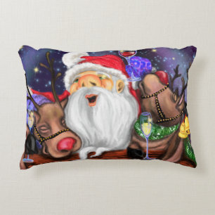 Cadeau Coussin de Noël Père Noël et Reindeers s'am