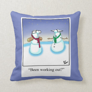 Cadeau Coussin pour Humour Snowman en haltérophil