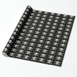Cadeau Crâne - Papier brillant noir, 30 po x 15 po