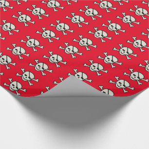 Cadeau Crâne - Papier brillant rouge, 30 po x 15 po