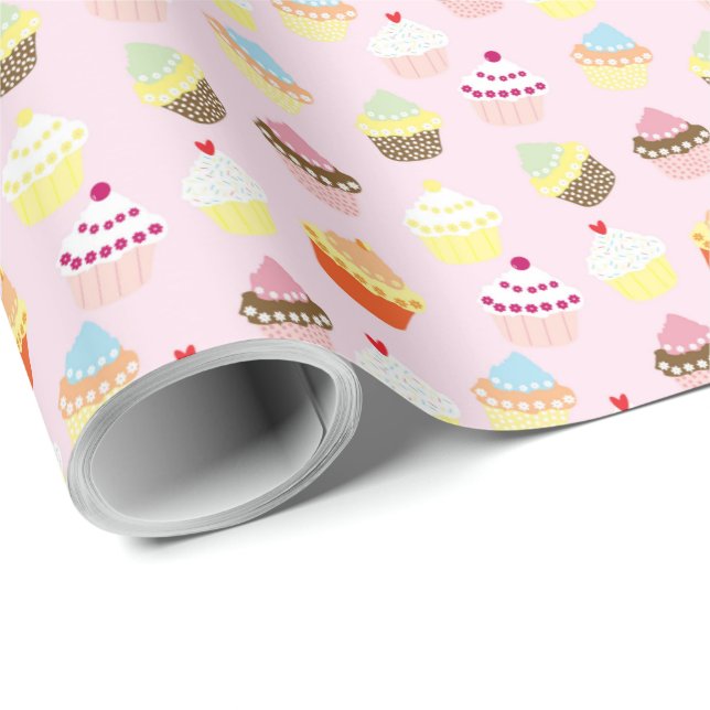 Cadeau Cupcake Design Anniversaire Papier d'enveloppement (Coin rond)