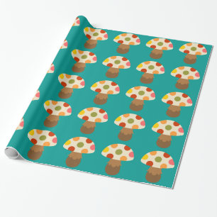 Cadeau Cute champignons colorés enveloppant du papier