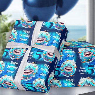 Cadeau Cute Shark Boy Anniversaire Nom du texte Papier d'