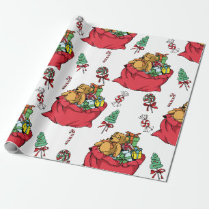 Cadeau Dans le papier d'emballage du sac Père Noël