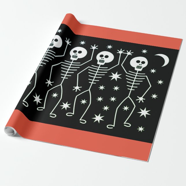 Cadeau DANSER SKELETON HALLOWEEN Wrapper Papier (Déroulé)