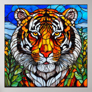 Cadeau d'art de vitrail de tigre pour décoration d