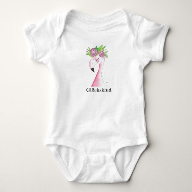 Cadeau de bébé, Babybody, Body flamant rose, bébé (Devant)