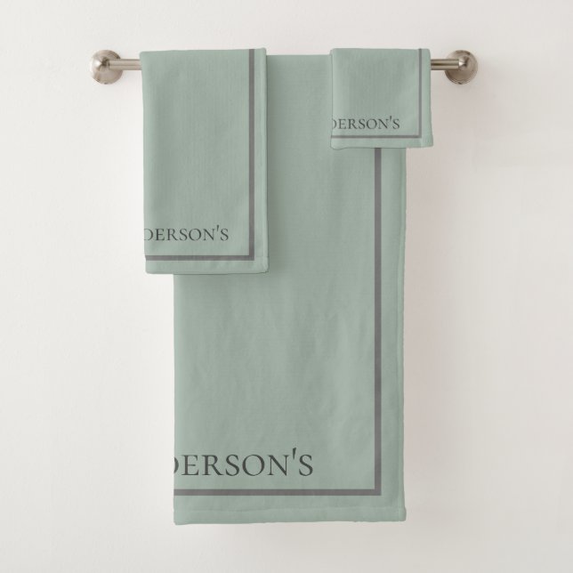 Cadeau de bordure grise verte sauge à monogramme (En situation)