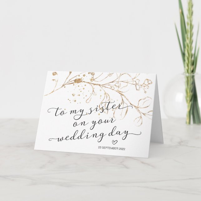Cadeau de mariage pour ma sœur élégante carte (Devant)