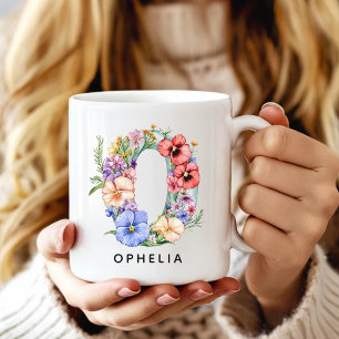 Cadeau de mug à alphabet floral personnalisé pour 