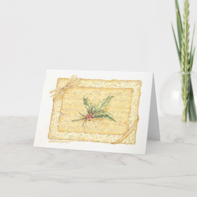 Cadeau de Noël Christian Enfermé Carte Holly (Devant)