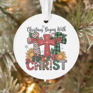 Cadeau de Noël Joyeux Xmas Carreaux Religieux Croi