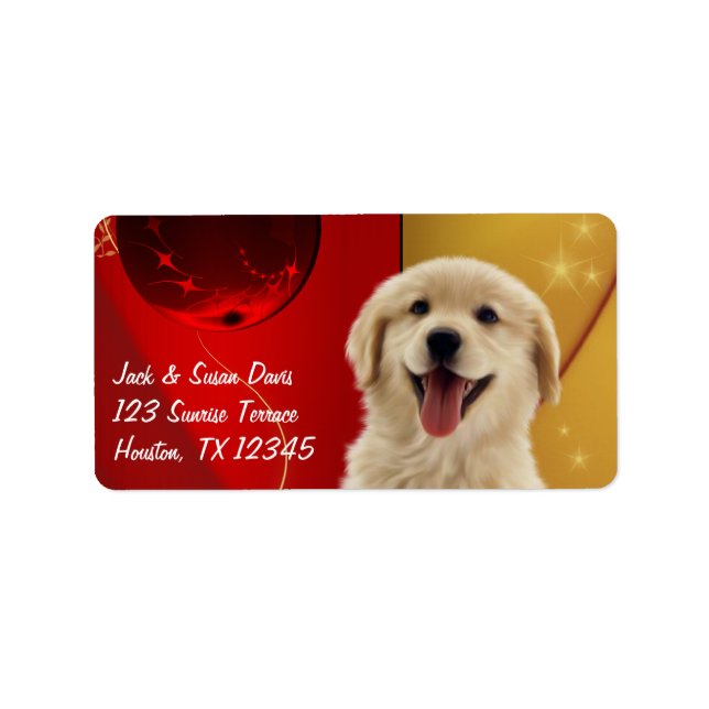 Cadeau de Noël ou Étiquette de adresse Golden Retr (Devant)
