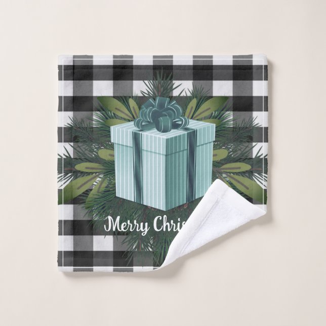 Cadeau de Noël Plaid Buffalo | TURQUOISE (Gant de toilette)