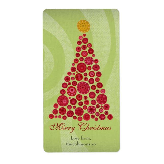 Cadeau de Noël rouge et vert présent Étiquette de  (Devant)