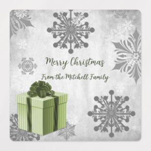 Cadeau de Noël vert Étiquettes de pâtisserie