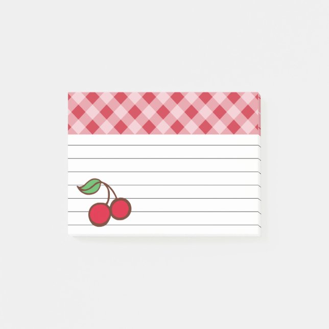 Cadeau de notes post-it de cuisine à carreaux roug (Devant)