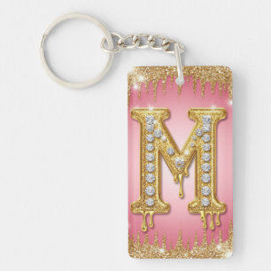 Cadeau de porte-clés personnalisé lettre M en diam