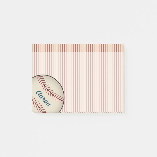 Cadeau de Post-It rayés personnalisés de baseball (Devant)