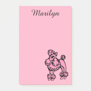 Cadeau de Post-It Rose Rétro Personnalisé Caniche