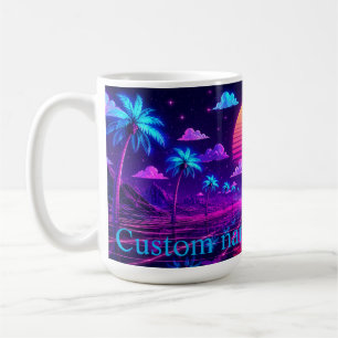 Cadeau de tasse à café du matin néon synthwave ave