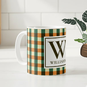 Cadeau de tasse à carreaux avec monogramme personn