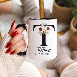 Cadeau de tasse en alphabet floral personnalisé po