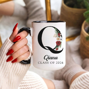 Cadeau de tasse personnalisée avec initiale floral