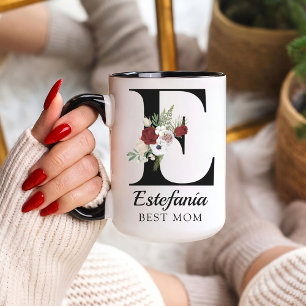 Cadeau de tasse personnalisée avec monogramme flor