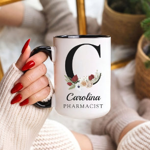 Cadeau de tasse personnalisée avec monogramme flor