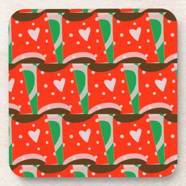 Cadeau de vacances Red & Green dessous de verre en (Devant)