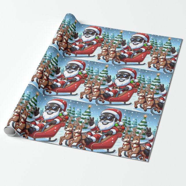 Cadeau Décorations de Noël Père Noël Noir - Papier d'enve (Déroulé)