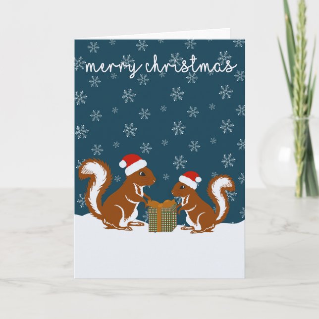 Cadeau d'écureuil donnant carte de Noël (Devant)