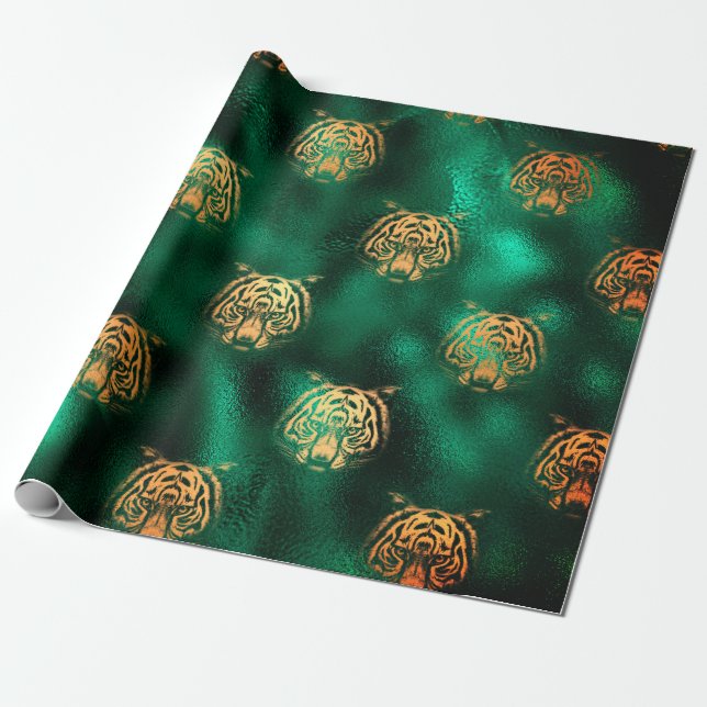 Cadeau Design de Lion avec papier d'Arrière - plan vert (Déroulé)