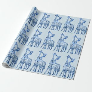 Cadeau Dessin de girafes en papier d'enveloppement