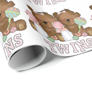 Cadeau Deux petites filles ours emballage papier