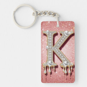 Cadeau Diamant Or Lettre Initiale K Rose Pour Femm
