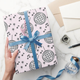 Cadeau Disco Balls and Music Notes Papier d'enveloppement