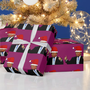 CADEAU DONALD TRUMP PORTANT SANTA HAT WRAPPER PAPIER
