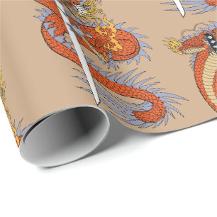Cadeau Dragon japonais avec papier d'emballage katana