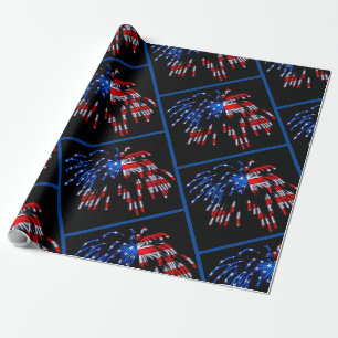 Cadeau Drapeau patriotique papier d'enveloppement de feux