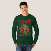cadeau drôle de Noël de renne de T-shirt de teckel