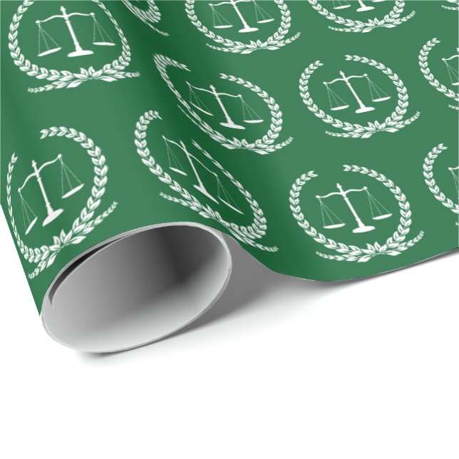 Cadeau Échelles de justice | Papier vert À feuillage pers (Coin rond)