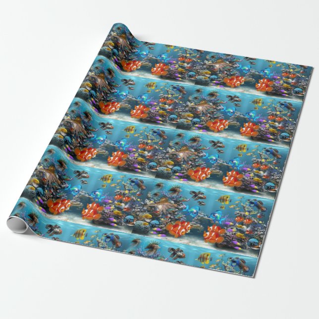 Cadeau École de papier d'enveloppement de poisson, Aquari (Déroulé)